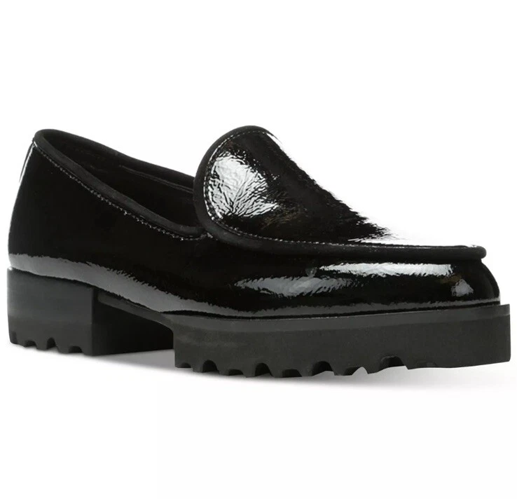 Mocasines Donald Pliner Talla 9.5 Elen Cici Suela Negra Patente Negra Preppy Foto 1 de 4