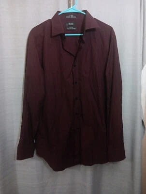 Negro Saks Five Avenue Manga Larga Abotonada Talla 17 34/35 Borgoña 2 Capas Algodón Foto 1 de 3