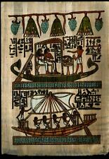 EGYPT COLLECTIBLES HAND PRINTED SOUVENIR PHARONIC PAPYRUS PHAROES SUN SHIPS