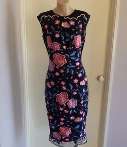 Sacha Drake Embroidered Floral Mesh Dress Size 10 Wedding Party Cocktail As New - Picture 1 of 12