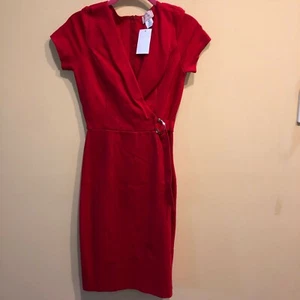 love…ady rotes Kleid Größe Small Faux Wickel Neu mit Etikett Frühling D Ringe Double Stretch - Bild 1 von 6