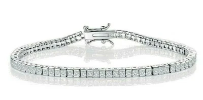 White Gold Finish Princess Cut Created Diamond Tennis Bracelet With Gift Box - Image 1 of 4