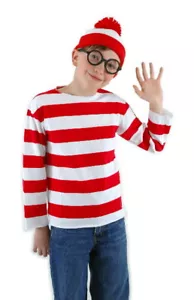 Where's Waldo Shirt, Hut und Brille Jugend groß/XL Kostümset NEU VERSIEGELT - Bild 1 von 1
