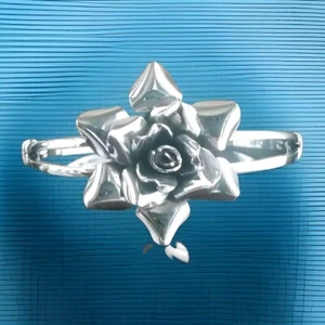 Erick's Sterling Silver Rose Cuff Bracelet Taxco.925 - Imagen 1 de 10