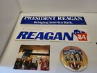 Vintage Reagan Bush Quayle Bumper Sticker Pin Photo Mixed Lot of 4 President