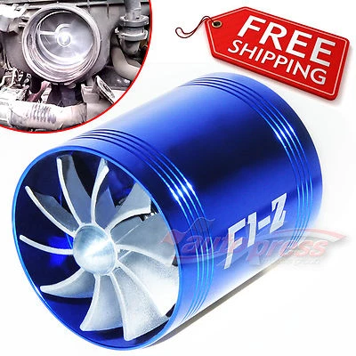 AIR INTAKE DUAL FAN BLUE Turbo Supercharger Turbonator Gas Fuel Saver fit SUZUKI - Imagem 1 de 4