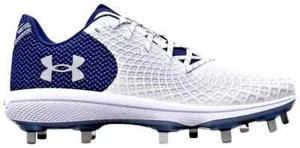 Botines de softbol Under Armour para mujer 6,5 Glyde 2 MT de metal blanco azul marino 3026601-103 - Imagen 1 de 12