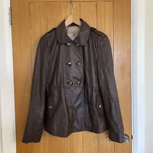 Next Butter Soft Leather Jacket Size 12 - Dark Brown - Picture 1 of 9