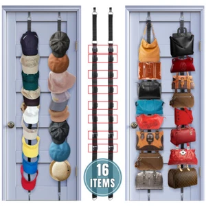 2PACKS Baseball Cap Hat Rack Wall Door Hanger Holder Storage Organizer 16 Hooks - Picture 1 of 12