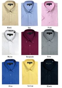  Men's Short Sleeve Button Down Dress Shirts Cotton Blend Oxford 11 Colors 02BS 
