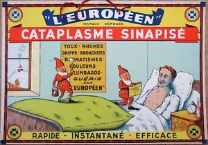 Drogenmedizin 30er Jahre französisches Werbeschild mit Wichteln, M Baudoin Künstler signiert - Bild 1 von 1