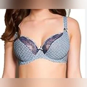 Freya Luisa Balconette BH 38D Porzellan Blau Spitze Geometrisches Muster Neu mit Etikett Bügel - Bild 1 von 9