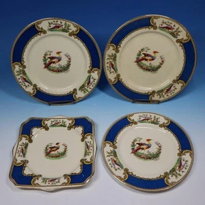 Copeland Spode Porzellan - Blue Chelsea Bird - 2 Abendessen, 1 Brotteller, quadratischer Teller - Bild 1 von 6