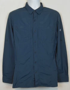 Kuhl Invoke Shirt Mens M Blue Nylon Roll Tab Long Sleeve Fishing Hiking Outdoors - Picture 1 of 18