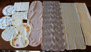 Lot of 12 Vtg Doilies Table Runners Mixed Styles Shapes Mixed Materials - Picture 1 of 7
