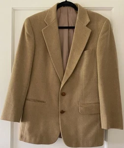 Oliver Hunt Men’s Camel Hair Wool Tan Blazer Coat Unique Buttons Size 39 - Picture 1 of 8