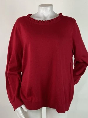 Talbots Size 2X Red Ruffled Neck Sweater Long Sleeve Office Career Holiday - Image 1 of 4