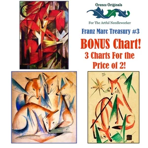 Franz Marc Deluxe Treasury#3-Three Counted Cross Stitch Patterns Charts - Picture 1 of 5