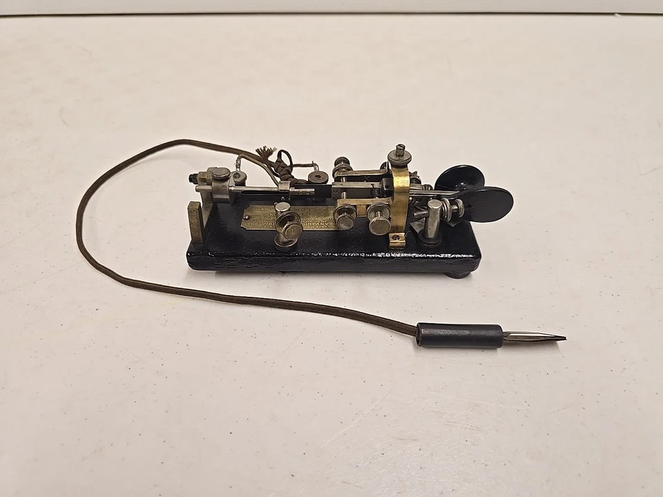 Antique C1918 Vibroplex Semi-Automatic Telegraph Morse Code Key Bug No. 61228 - Image 1 of 4