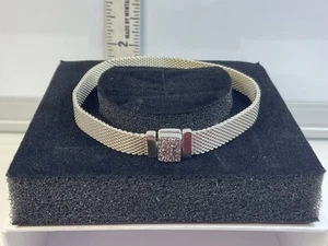 Pandora Reflexions Sparkling Clasp Mesh Bracelet 7.5” New In Box - Picture 1 of 5