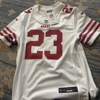Nike San Francisco 49ers #23 McCaffery Camiseta Blanca Juvenil M 10/12 Auténtica Nueva Foto 1 de 4