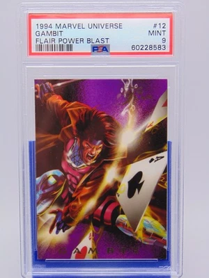 1994 Flair Marvel Universe Card #12 Gambit Power Blast Foil PSA Graded MINT 9 - Image 1 of 2