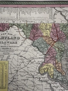 Maryland & Delaware states 1855 Cowperthwait map county slave population shown - Picture 1 of 8