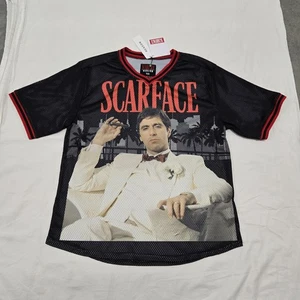 Neu mit Etikett Gr. XXL Scarface Film schwarz & rot Netz Jersey Tony Montana Al Pacino Shirt - Bild 1 von 10