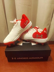 Under Armour Women's Glyde 2.0 Mt TPU Softball Cleat, White/Red, Sz-7 - Picture 1 of 11