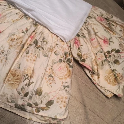Ralph Lauren Queen Woodstock Garden Floral Ruffle Bedskirt Shabby Chic Cottage - Image 1 of 4
