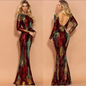 PREMIUM A LINE SEQUINED SPECIAL OCCASIONS MAXI DRESS - Picture 1 of 9