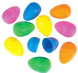 12 empty Easter Plastic Eggs Assorted Color Egg Hunt Prizes Pinata Party Bunny - Picture 1 of 1