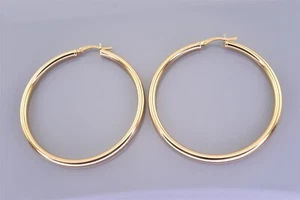 Pendientes de aro tubulares 925 JCM de oro de plata de ley 50 mm x 50 mm x 3 mm - Imagen 1 de 6