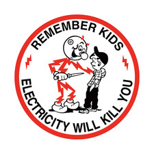 10pcs Electricity Will Kill You Sticker 2" Reddy Kilowatt Vinyl Decal Safety