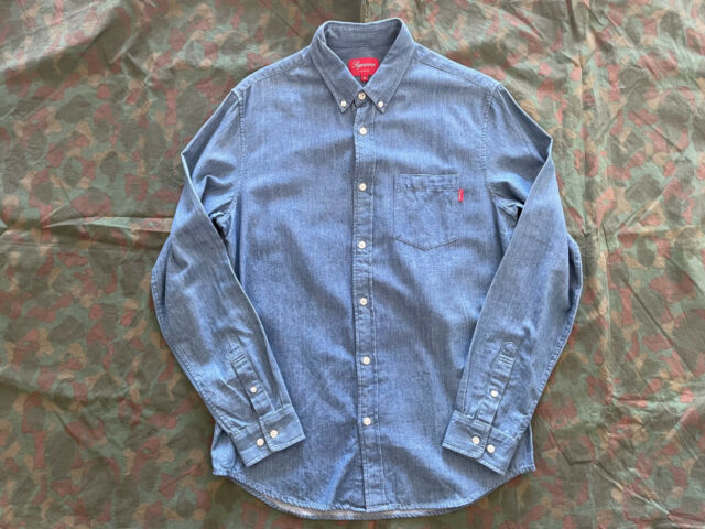 LOUIS VUITTON X SUPREME DENIM BUTTON SHIRT, Men's Fashion, Tops