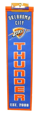 Oklahoma City Thunder 8x32 Embroidered Wool NBA Heritage Banner Pennant Cover