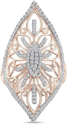 Anillo de filigrana de diamantes naturales blancos de 1/3 quilate en plata chapada en oro rosa de 14 quilates Foto 1 de 4