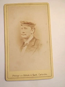 Student oder Schüler mit Mütze - CDV Schulz & Suck Karlsruhe 1878 Studentika - Picture 1 of 2