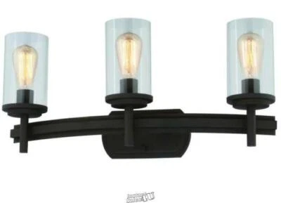 V.L.-Regina 3 灯 8 英寸 古董青铜室内浴室梳妆台或壁灯 — 第 1/4 张图片