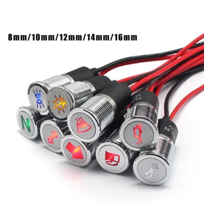 8-16mm Cruscotto luce Pilota Auto LED Simbolo Lampada Indicatore Pannello - Immagine 1 di 4