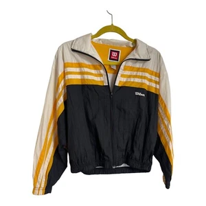 Vtg Wilson Sport 90's Full-Zip Track Windbreaker Youth Sz L Jacket Yellow Black - Picture 1 of 6