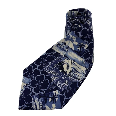 Corbata Tommy Bahama de 60" Postal azul tropical Vacaciones Ancha 4.25" Corbata de seda USA Foto 1 de 4