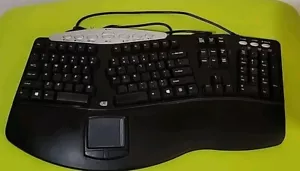 ADESSO PCK-308UB BLACK Wired Ergonomic Multimedia Touchpad Keyboard TESTED READ - Picture 1 of 6