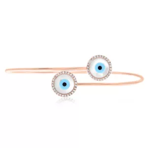 BRAZALETE APILABLE DE BYPASS ORO ROSA DE 14K DIAMANTE HAMSA MAL DE OJO BYPASS - Imagen 1 de 1