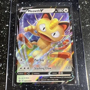 Meowth V SWSH004 SWSH: Sword & Shield Promo Cards Holo Pokemon Card TCG A02 - Picture 1 of 2