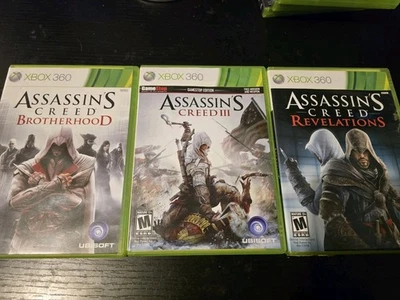 Assassin’s Creed Xbox 360 Lot of 3 Brotherhood, Revelations, III • CIB Tested - Image 1 of 4