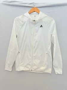 Adidas Womens Running Windbreaker White Jacket Size 10 - Foto 1 di 4