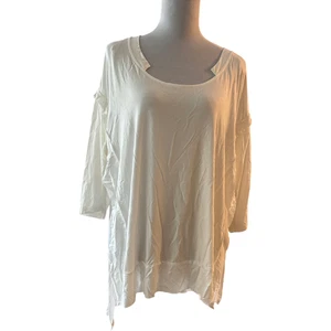 POL women's white oversized open sides 3/4 sleeve tunic sz M fits up to XL NWOT - Picture 1 of 10