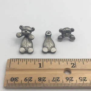 Vintage JJ Jonette 3-D Zinn Silber Bär Ohrringe 1" sehr süß - Bild 1 von 4