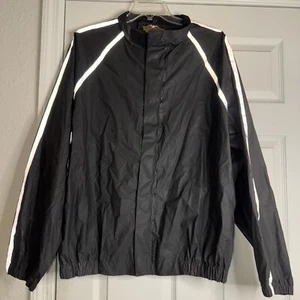 Harley Davidson Mens L Rain Jacket PVC Reflective Stripes Black Motorcycle - Bild 1 von 12